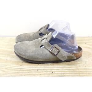 Birkenstock Boston 39 Womens Suede Taupe Clogs Mules Slides Sandals Shoes